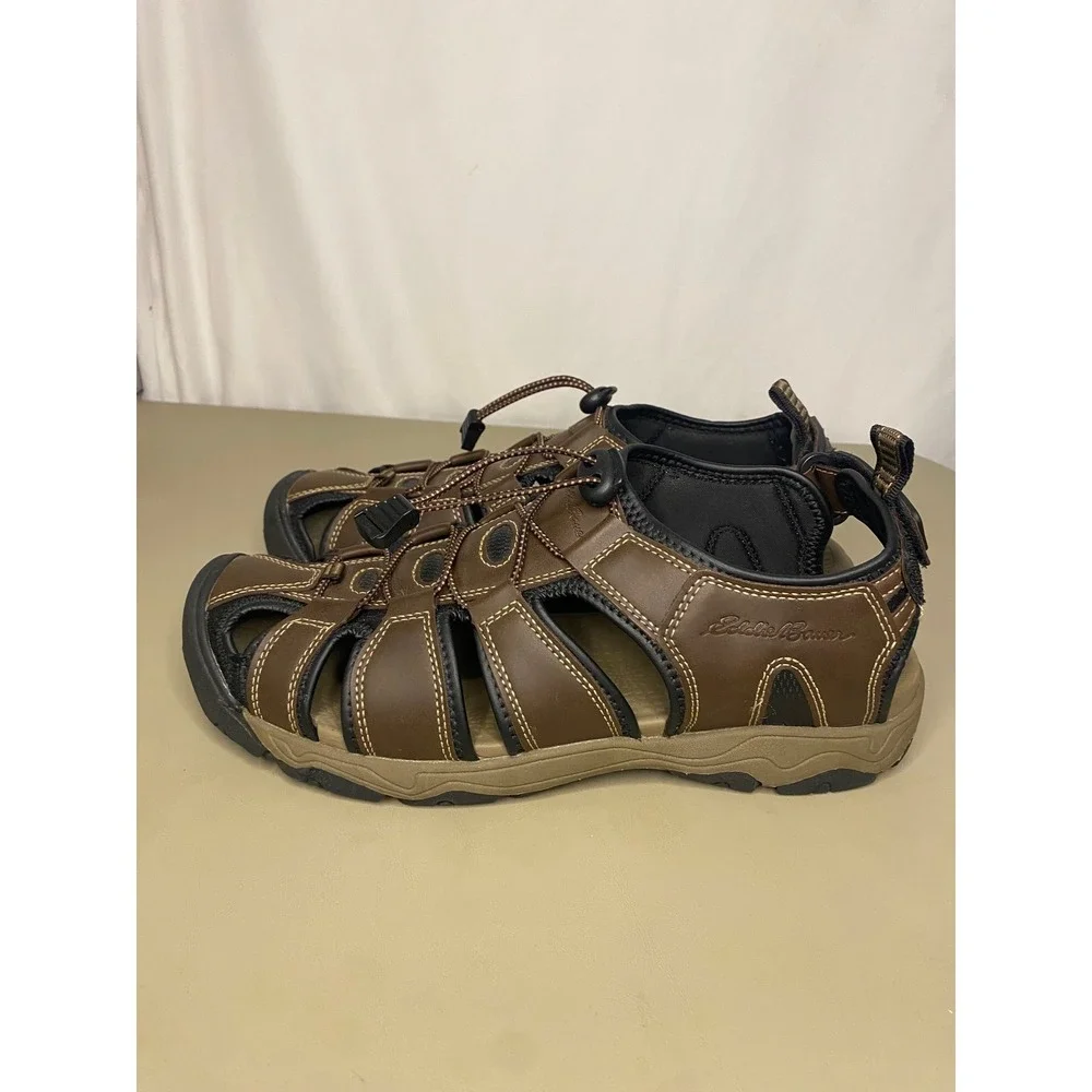 Eddie Bauer Meridian Mens Brown Fisherman Sandals Bungee Closure Size 9M